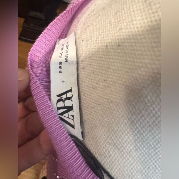 Zara lightweight crystal studded sweater size small NWT - Picture 4 of 8